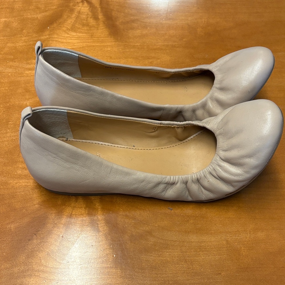 J. Crew Factory Light Taupe Leather Ballet Flats Size 9